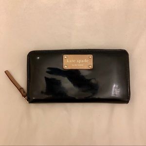 Kate Spade Black Patent Zip Wallet